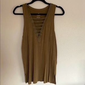 Plunge green tank top